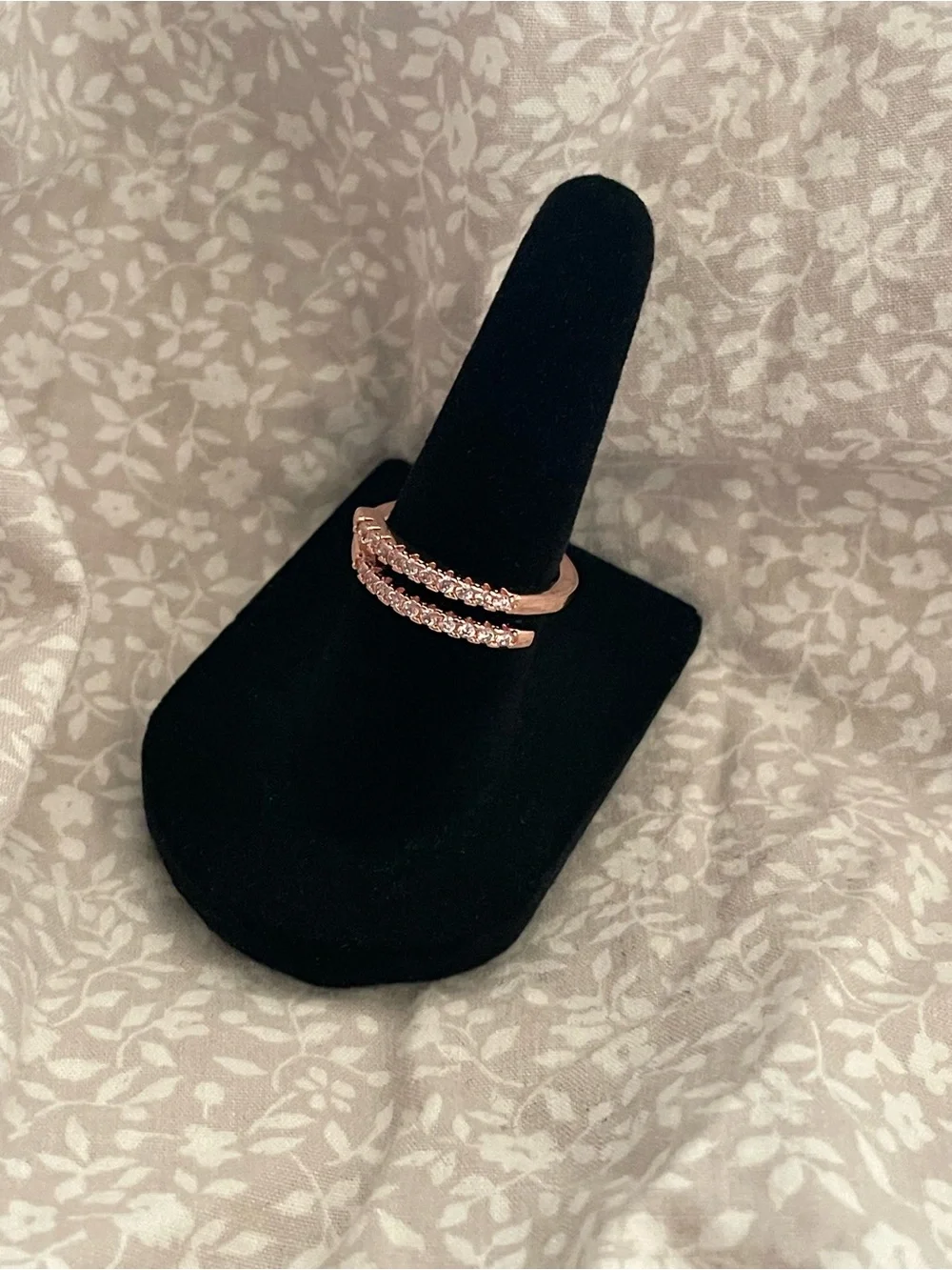 Rose Gold Double Band Crystal Ring - Women Jewelry - New